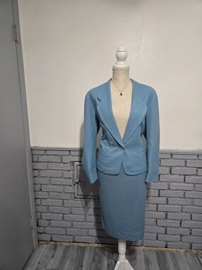 Vintage Pendleton Light Blue Skirt Suit Set
